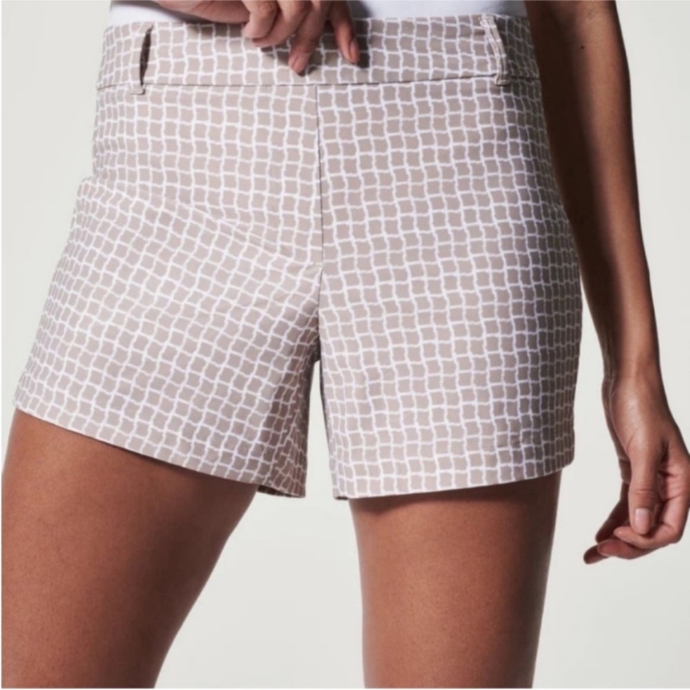 Spanx Sunshine UPF+ 50 Bespoke Check Fawn‎ 4” Shorts